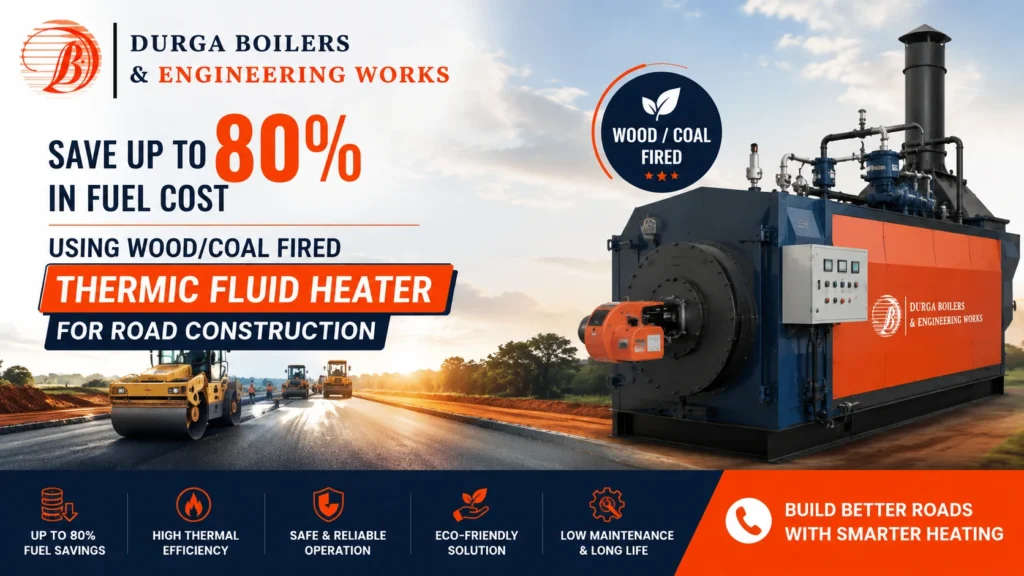 Read more about the article Save up to 80% in fuel cost using wood/Coal Fired Thermic Fluid Heater for Road Construction